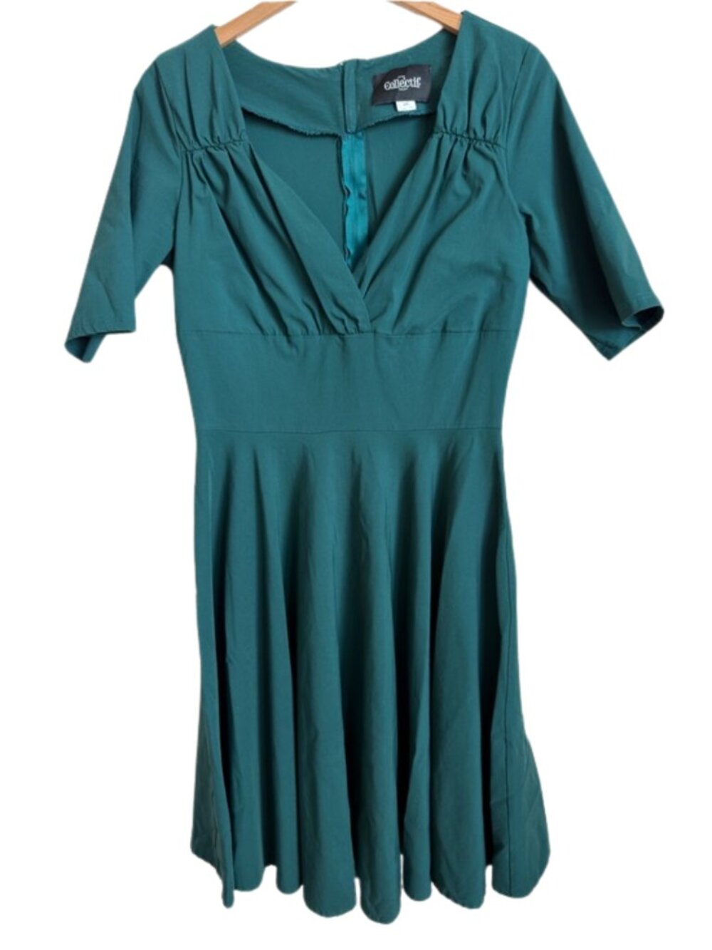 Collectif London 50s Swing Dress Pinup Rockabilly Teal Green Plus Size 2XL UK18